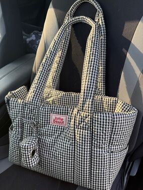 Little Beast Mini Black & White Gingham Pet Tote Carrier